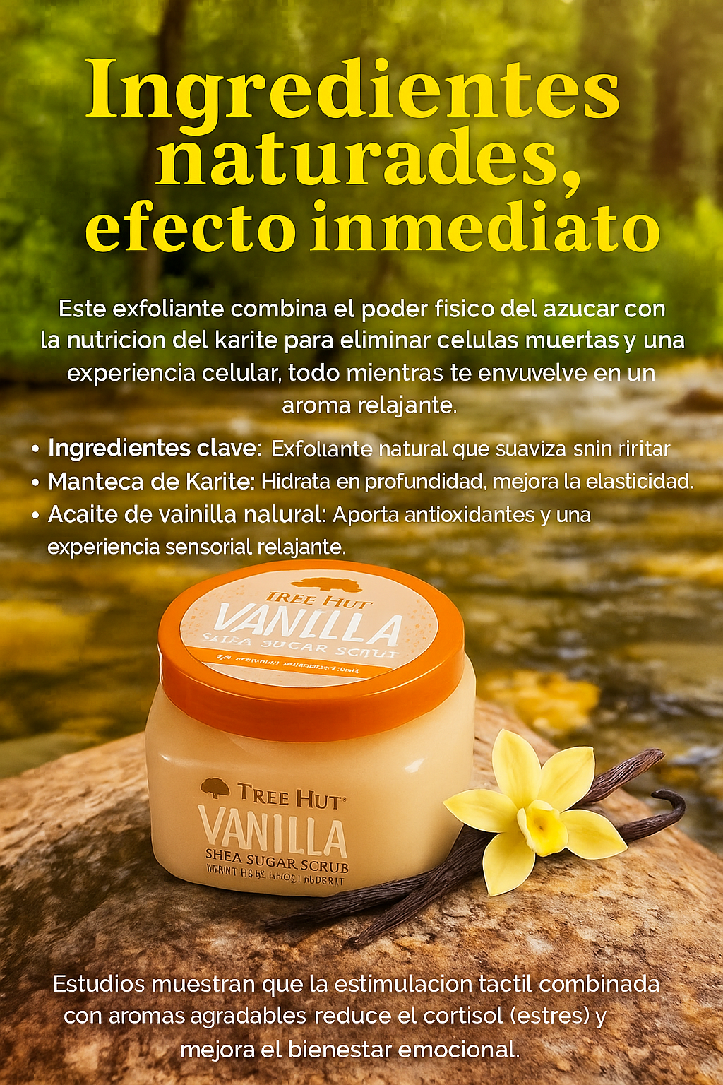 Tree Hut - Exfoliante corporal hidratante de azúcar y karité, Vanilla