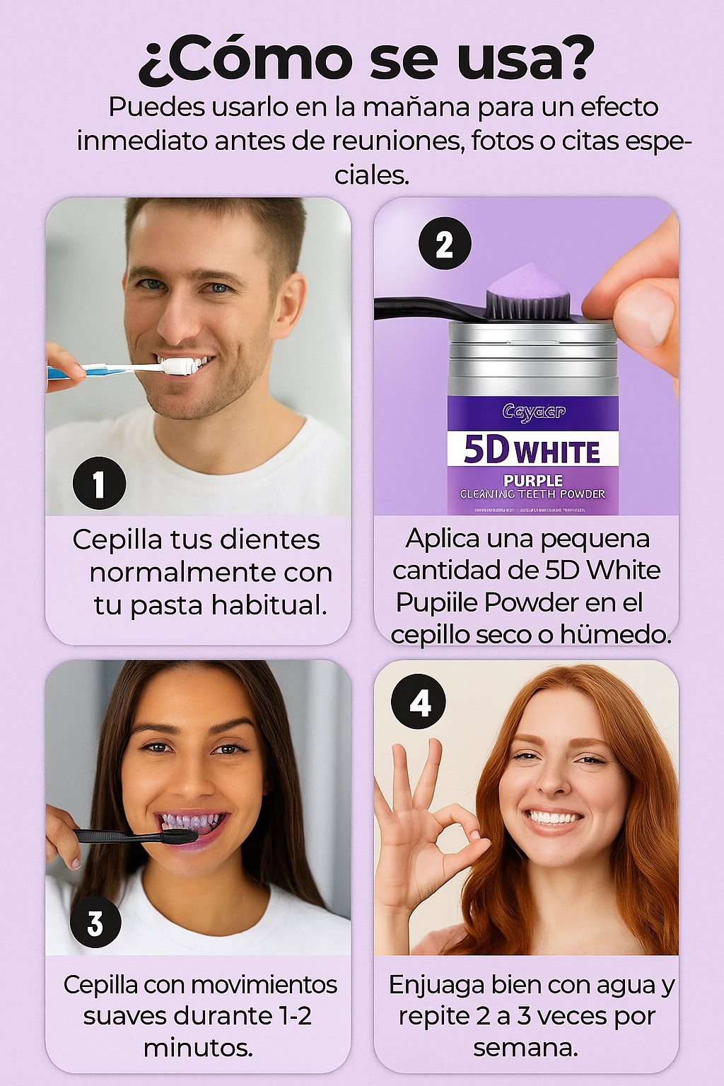 5D White Purple Teeth Cleaning Powder
