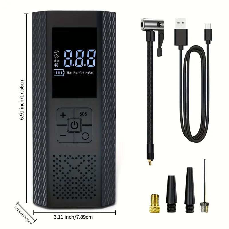 Compresor de aire portátil 150 PSI inalámbrico con medidor y luz LED