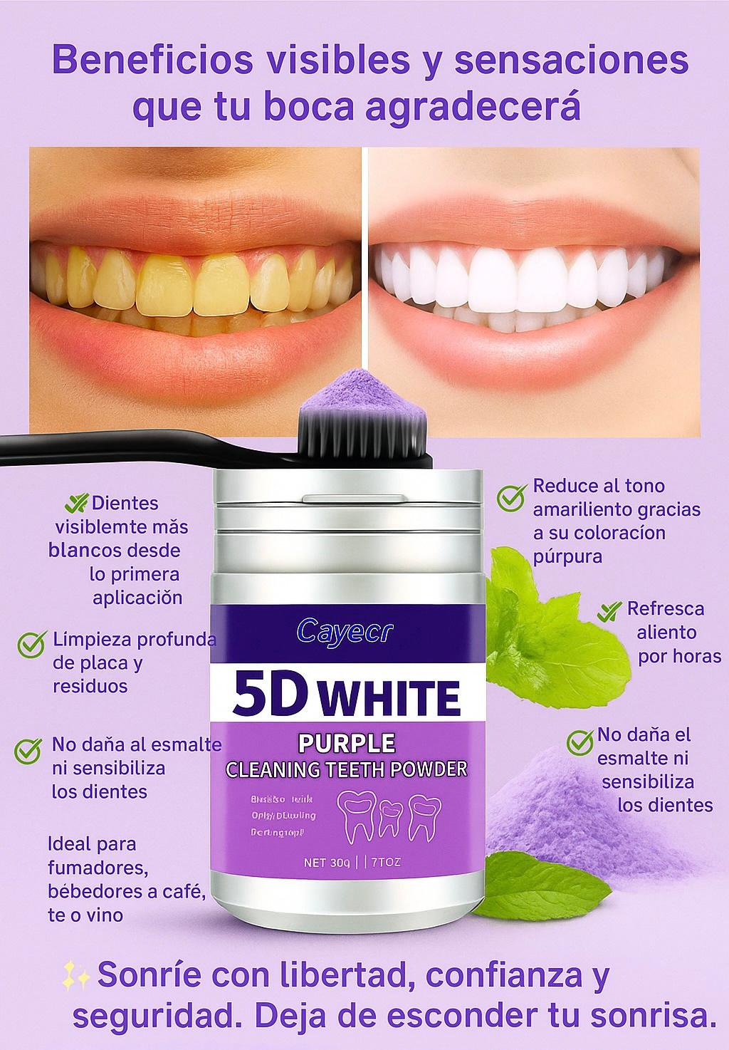 5D White Purple Teeth Cleaning Powder