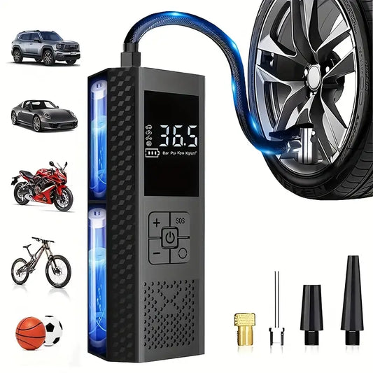 Compresor de aire portátil 150 PSI inalámbrico con medidor y luz LED