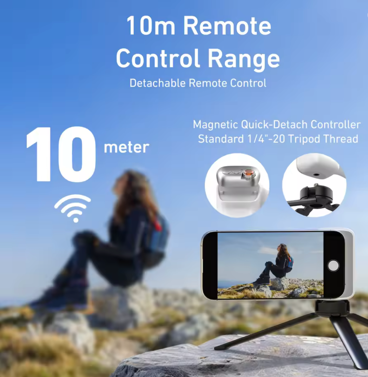 TELESIN-empuñadura magnética para cámara de teléfono, mango de Control remoto con anillo magnético incluido