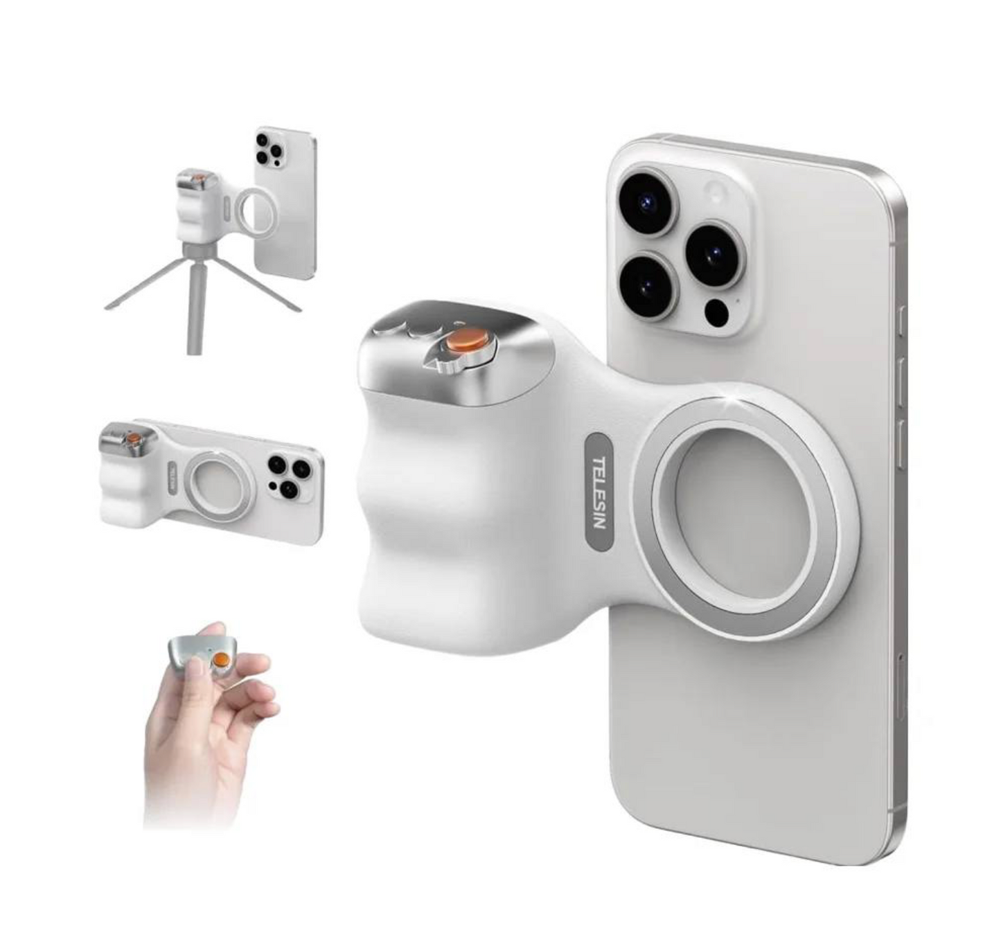 TELESIN-empuñadura magnética para cámara de teléfono, mango de Control remoto con anillo magnético incluido