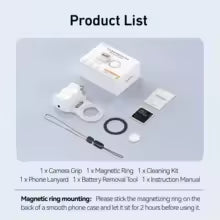 TELESIN-empuñadura magnética para cámara de teléfono, mango de Control remoto con anillo magnético incluido